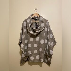Bella Amore Linen Elegant Gray Italian Garment Linen Blouse . Size S/M. New